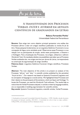 A transitividade dos Processos Verbais Dizer e Afirmar em artigos