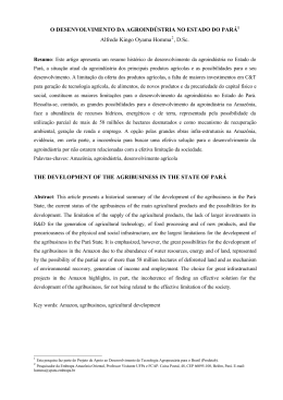 o desenvolvimento da agroind&uacute;stria no estado do par&aacute;