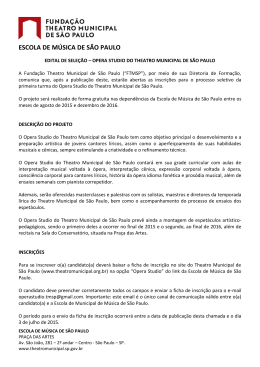 Edital de seleção Opera Studio 2015