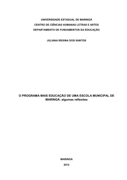 O PROGRAMA MAIS EDUCAÇÃO DE UMA ESCOLA MUNICIPAL