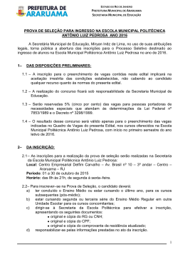 Edital - Escola Municipal Politécnica Antônio Luiz Pedrosa