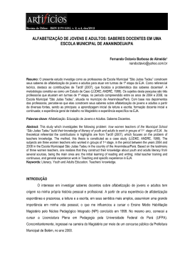 alfabetiza&ccedil;&atilde;o de jovens e adultos: saberes - artificios