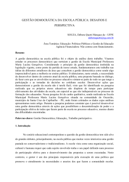 gest&atilde;o democr&aacute;tica da escola p&uacute;blica: desafios e