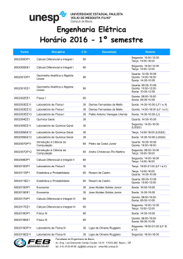Engenharia El&eacute;trica Hor&aacute;rio 2015 - 2&ordm; semestre