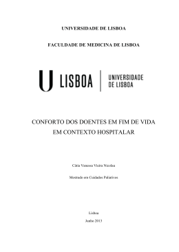 conforto dos doentes em fim de vida em contexto hospitalar