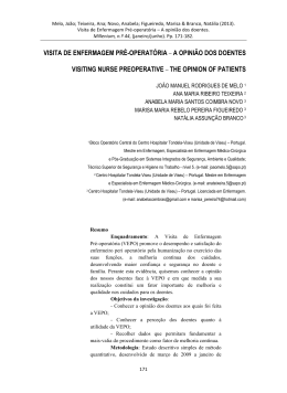 visita de enfermagem pr&eacute;-operat&oacute;ria &ndash; a opini&atilde;o dos doentes