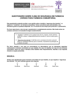 QUESTION&Aacute;RIO SOBRE CLIMA DE SEGURAN&Ccedil;A EM FARM&Aacute;CIA