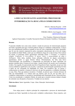 A EDUCA&Ccedil;&Atilde;O EM SANTO AGOSTINHO: PROCESSO DE