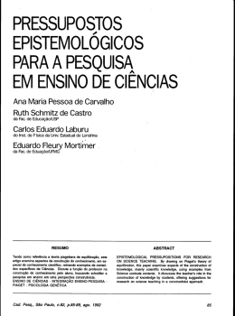 PRESSUPoSToS EPISTEIvIoLocIcoS PARA A PESQUISA EIvI
