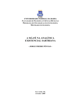 a m&aacute;-f&eacute; na anal&iacute;tica existencial sartriana