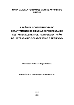 a a&ccedil;&atilde;o da coordenadora do departamento de ci&ecirc;ncias