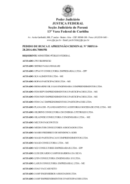 Poder Judici&aacute;rio JUSTI&Ccedil;A FEDERAL Se&ccedil;&atilde;o Judici&aacute;ria do Paran&aacute;