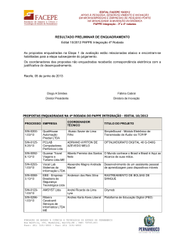 RESULTADO PRELIMINAR DE ENQUADRAMENTO Edital