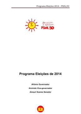 Programa Eleições 2014 – PSOL/SC