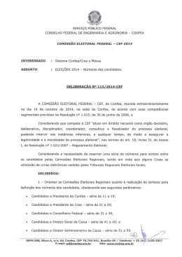 ELEIÇÕES 2014 - Números dos candidatos. - CREA-PE