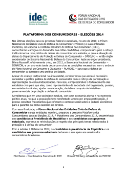 PLATAFORMA DOS CONSUMIDORES - ELEI&Ccedil;&Otilde;ES 2014