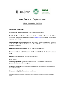 ELEIÇÕES 2014 - Órgãos do IGOT 26 de Fevereiro de 2014