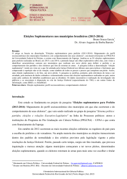 Elei&ccedil;&otilde;es Suplementares nos munic&iacute;pios brasileiros (2013