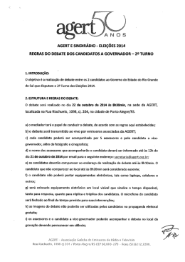 AGERT E SINDIR&Aacute;DIO - ELEI&Ccedil;&Otilde;ES 2014 REGRAS DO DEBATE
