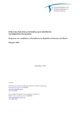POR UMA POLÍTICA EXTERNA QUE RESPEITE OS