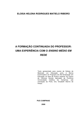 a formação continuada do professor: uma experiência com o ensino