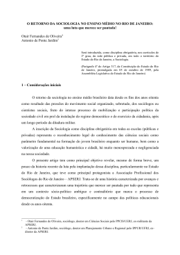 O Retorno da Sociologia no Ensino Médio no Rio