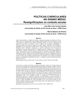 POLÍTICAS CURRICULARES NO ENSINO MÉDIO