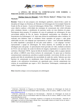 A L&Iacute;NGUA DE SINAIS NA COMUNICA&Ccedil;&Atilde;O COM