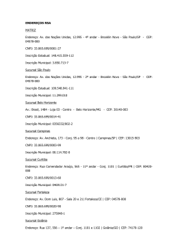 ENDEREÇOS RSA MATRIZ Endereço: Av. das Nações Unidas