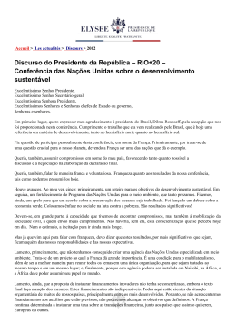 Discurso do Presidente da República – RIO+20 – Conferência das