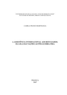 A Assist&ecirc;ncia Internacional aos Refugiados