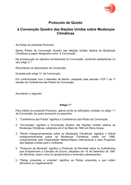 Protocolo de Quioto &agrave; Conven&ccedil;&atilde;o Quadro das Na&ccedil;&otilde;es Unidas
