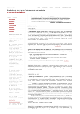 e-Boletim APA 05 - Associa&ccedil;&atilde;o Portuguesa de Antropologia