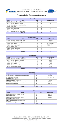 Grade Curricular Engenharia de Computa&ccedil;&atilde;o