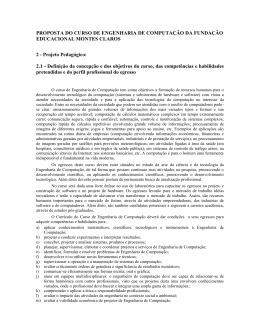 PROPOSTA DO CURSO DE ENGENHARIA DE COMPUTA&Ccedil;&Atilde;O DA