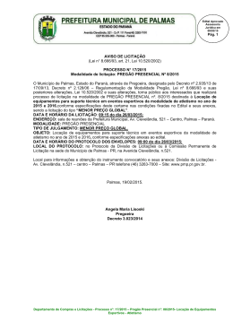 Preg&atilde;o Presencial 8-2015 - Loca&ccedil;&atilde;o de Equipamentos Esportivos