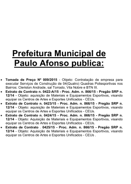 Tomada de Pre&ccedil;o N&ordm; 009/2015 - Objeto