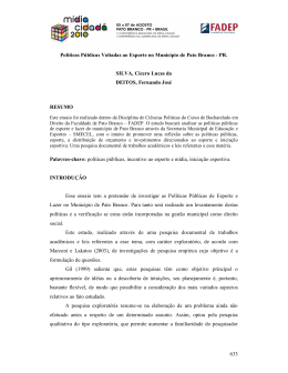 Pol&iacute;ticas P&uacute;blicas Voltadas ao Esporte no Munic&iacute;pio de Pato Branco