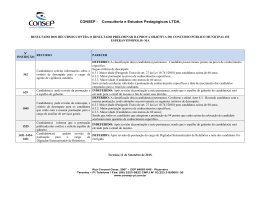 Resposta aos recursos contra o resultado das provas
