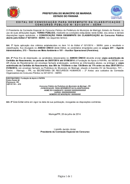 Concurso Público nº 021/2014 - Fundação de Apoio à UNESPAR