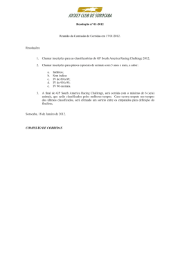 Resolução nº 01-2012 Reunião da Comissão de Corridas em 17/01