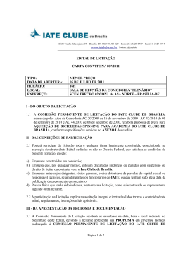 EDITAL DE LICITA&Ccedil;&Atilde;O - Iate Clube de Bras&iacute;lia