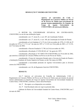 portaria n&ordm; 460/2001-gr/unicentro - Universidade Estadual do Centro