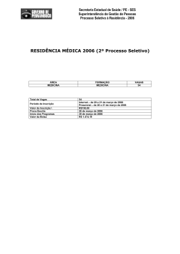Edital do 2&ordm; Processo Seletivo &agrave; Resid&ecirc;ncia M&eacute;dica - PDF