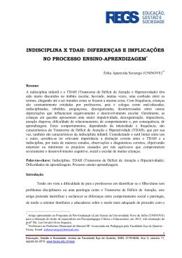 indisciplina x tdah: diferen&ccedil;as e implica&ccedil;&otilde;es no processo