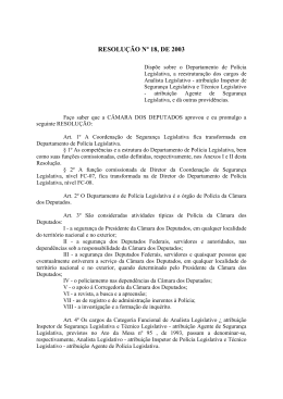 RESOLUÇÃO Nº 18-2003 - Câmara dos Deputados