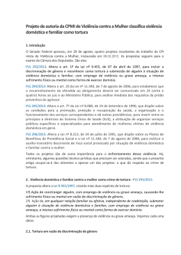 Projeto de autoria da CPMI de Viol&ecirc;ncia contra a Mulher classifica