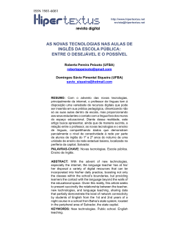 as novas tecnologias nas aulas de ingl&ecirc;s da escola p&uacute;blica: entre o