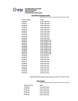 Lista oficial de estudantes inscritos Lista de espera Lista