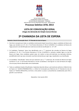 2&ordf; CHAMADA DA LISTA DE ESPERA - Copeve